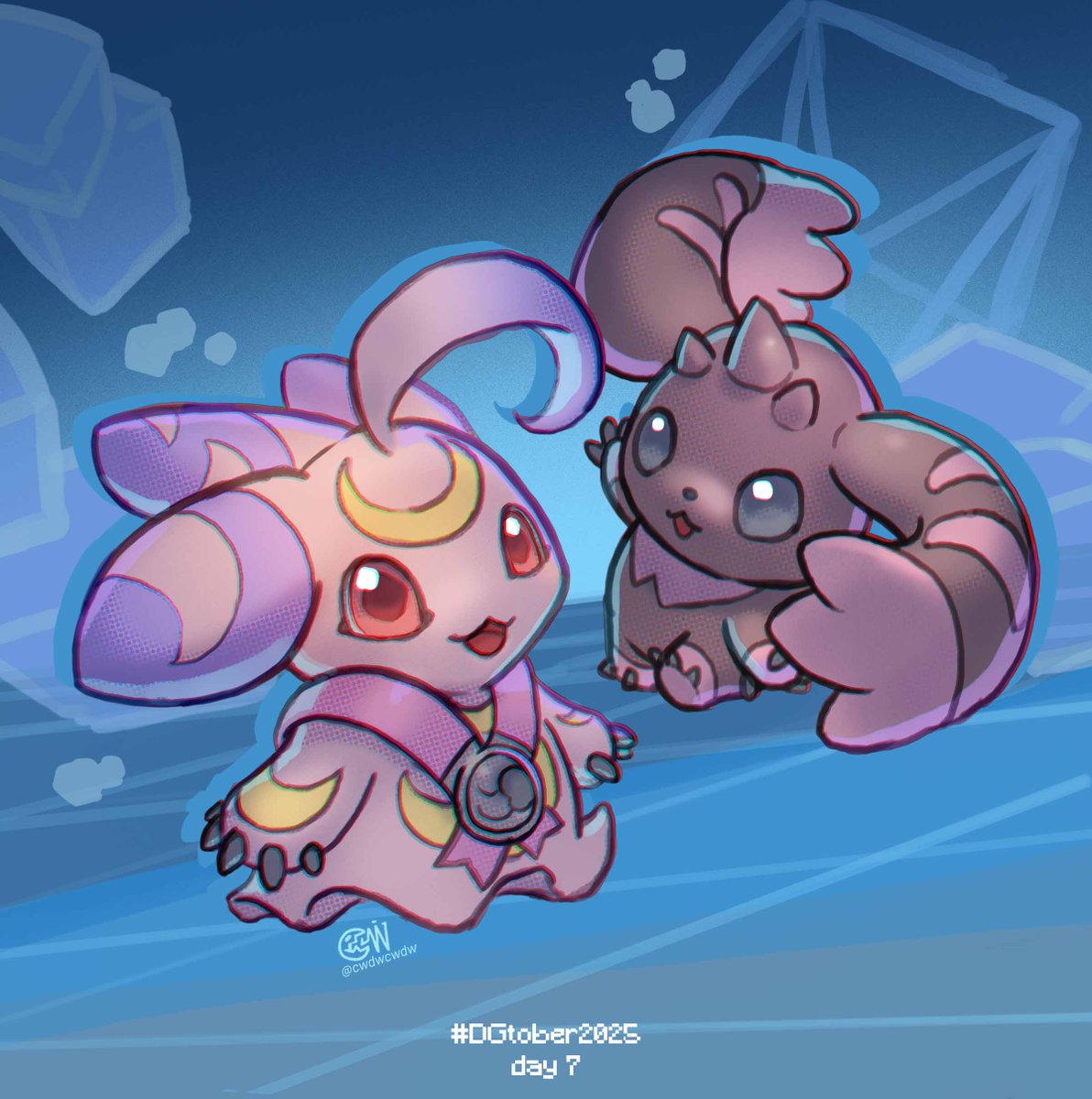 cwdwcwdw's tweet photo. #07 Lunamon &amp;  Lopmon
#DGtober2025 
#Digimon 
#デジモン https://t.co/x6RpjMqRjS