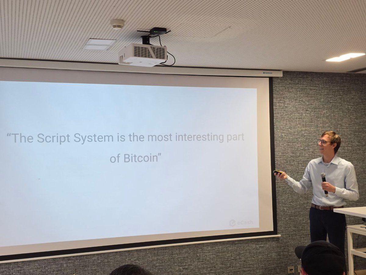 eCash's tweet image. On stage now at ECC 2025: @GeukensMathieu 🎤
His talk Unlocking the Power of Bitcoin Script looks at how script can be pushed further to support new use cases and smarter transactions. 🧑💻