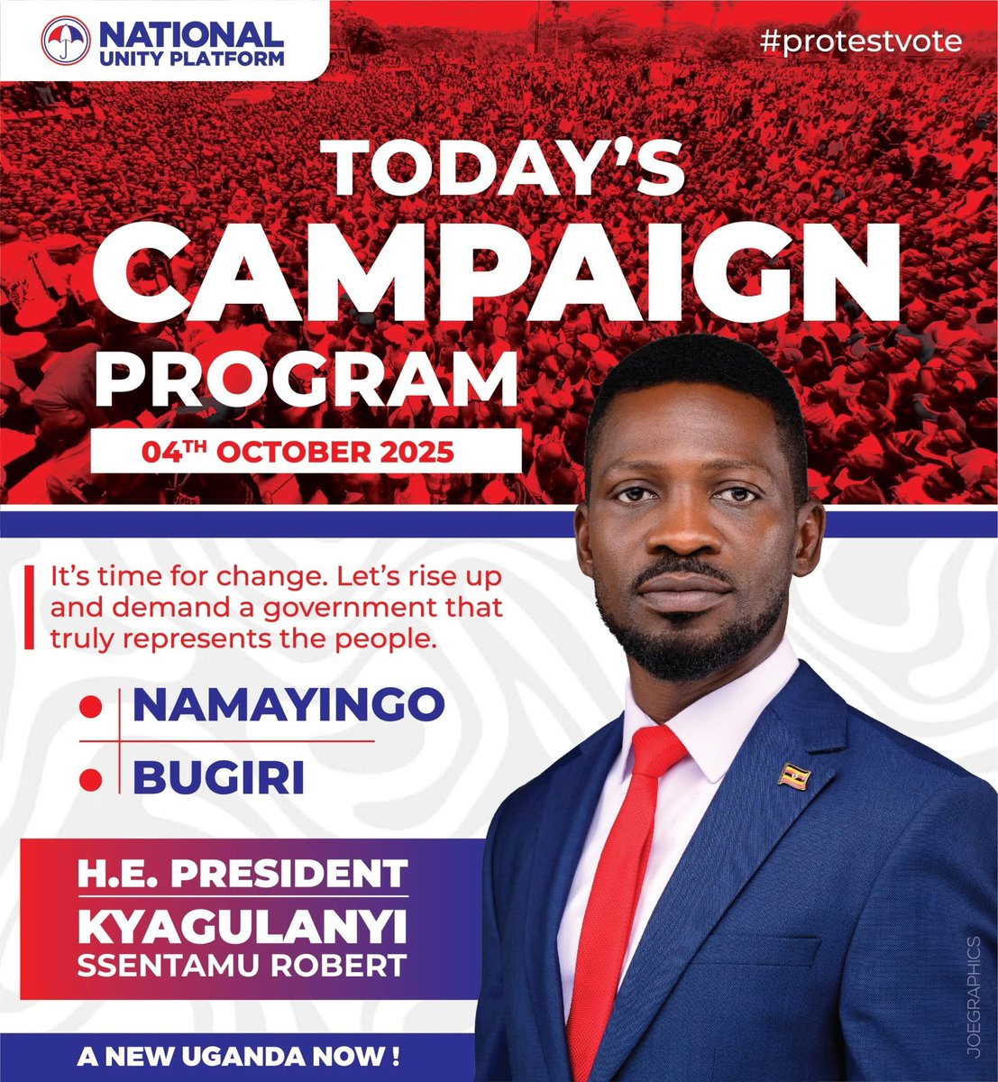 NUP_SA's tweet photo. The revolutionary train heads out to NAMAYINGO and BUGIRI today.
📍 #NAMAYINGO
📍 #BUGIRI
See you there 🔥🇺🇬✍🏿
#PeoplePowerOurPower
#FreeUgandaNow
#ANewUgandaNow
#PROTESTVOTEUG2026 #2026PROTESTVOTE #FREEUGANDA #M7MUSTGO #MUSEVENIMUSTGO #ENDTORTUREINUGANDA #UGANDAISBLEEDING https://t.co/KPONDh9fHi