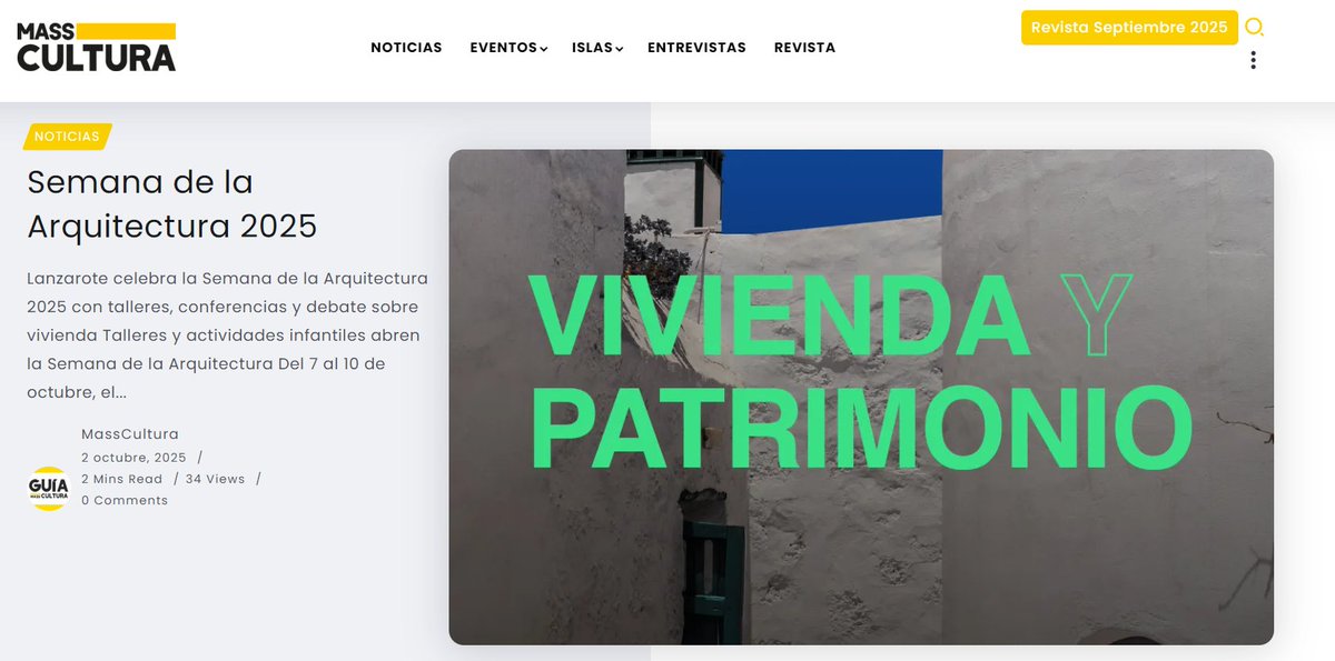 Lanzarote celebra la Semana de la Arquitectura 2025 con talleres, conferencias y debate sobre vivienda masscultura.com/semana-de-la-a…
