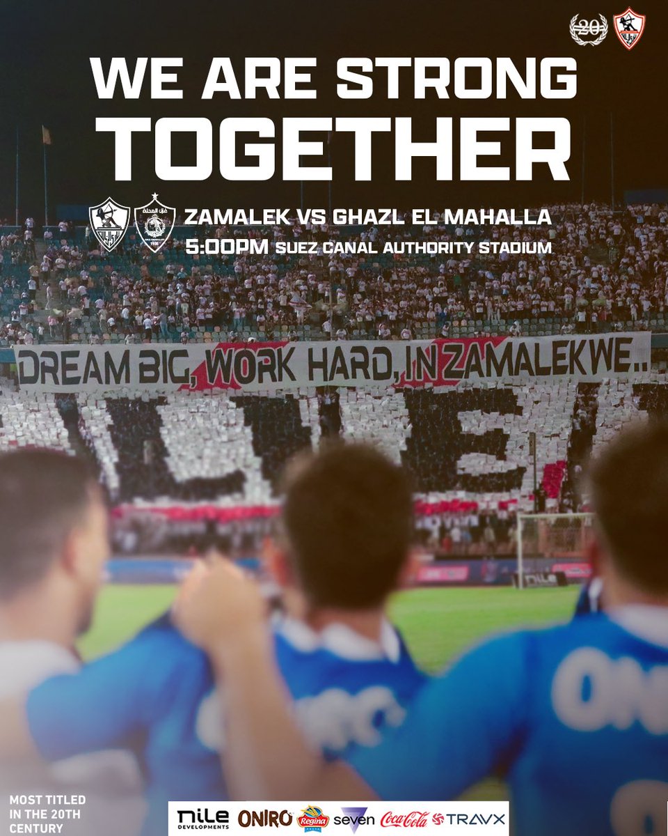 ZSCOfficial's tweet photo. ⚪️ يـــوم المبـــاراة 
🏆 الدوري المصري - الجولة العاشرة 
🆚 غزل المحلة 
⏰ 5:00 مساءً 
🏟 ستاد هيئة قناة السويس

#Zamalek | #MostTitledIn20C | #الزمالك_أولًا | #أكبر_قلعة_رياضية https://t.co/i1oKepYgeR