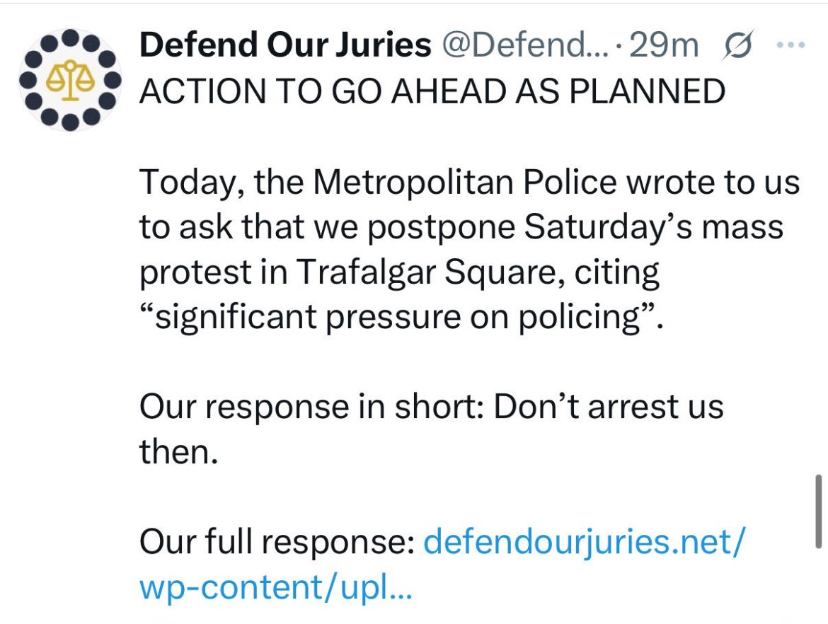 LordIanAustin's tweet photo. Imagine the level of arrogance and sanctimony that would allow you to believe your protest is more important than the police keeping people safe - especially on Shabbat after Thursday’s attacks.

Should be ashamed of themselves. https://t.co/Y4qtMk8iHo