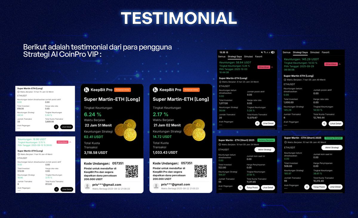 coinpro_id's tweet image. 💬 TESTIMONIAL TRADER COINPRO VIP
Strategi AI CoinPro terus menunjukkan hasil nyata!
Dengan sistem otomatis dari AI CoinPro yang terhubung ke KeepBit, strategi seperti Super Martin-
Cukup aktifkan strateginya, biarkan AI bekerja untuk kamu!
#CoinPro #KeepBit #AITrading #Crypto