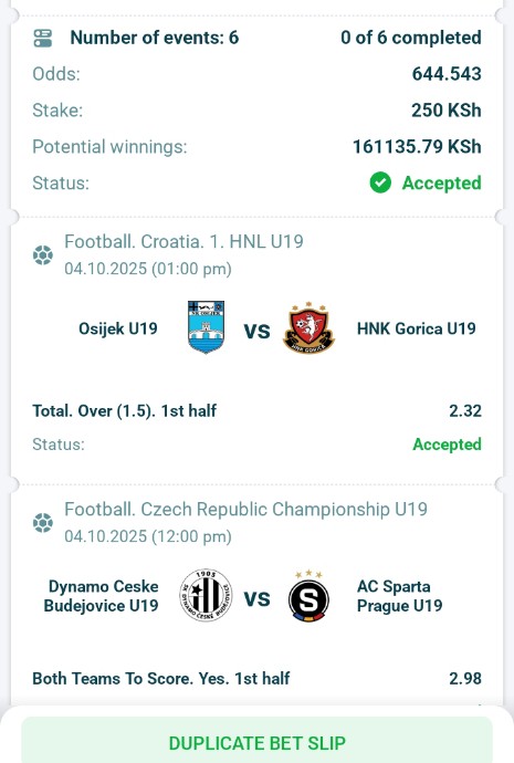 6 Games 🎮 on 22bets 

644 odds

Booking code 👉Y22NA

Register account 👉 da.gd/2VNSNH

Use promo code 👉 SUREJIM