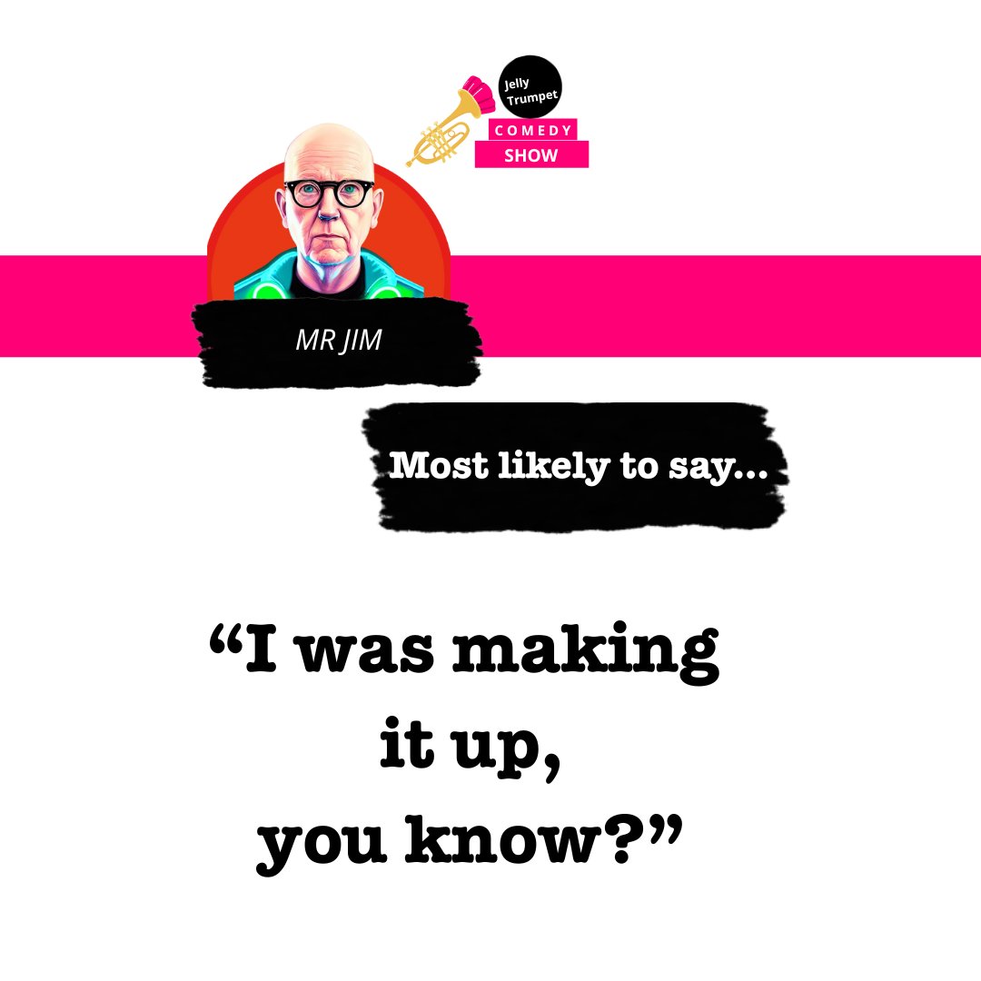 JellyTrumpet's tweet image. As you know, Mr Jim is the writer of Jelly Trumpet and quite deluded.

The other problem is his inability to remember anything he writes.

Gotta love him!

Stay fruity,

Mr b

#ComedyPodcast #ScriptedComedy #PodcastHumor #FunnyPodcast #ComedyShow
