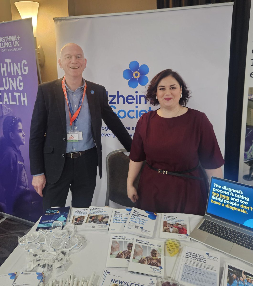 We're at the <a href="/SDLPlive/">The SDLP</a> Conference calling for greater understanding of #dementia. Barry, NI Country Manager, and Aisling Playford, National Influencing Officer, are speaking with reps about recognising symptoms &amp; encouraging open conversations around its growing impact in NI.