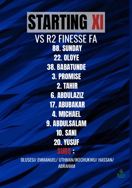Matchday Focus 🔵⚽
Here’s our Starting XI as we take on R2 Finesse FA! 💪🔥
Let’s go boys! 💯
#VinodFA #NYLC2025 #TeamWork #Matchday
