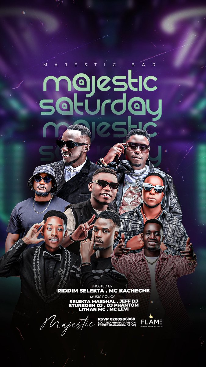 Mbarara Shall we tonite?

It’s #MajesticSaturday 🔥 

Hosted by: <a href="/Mc_Kacheche/">Mc Kacheche Starboy</a> @sirriddimselekta
Ft <a href="/Lithan_MC/">Mukuru W'Echaanga</a> 

📍MAJESTIC (Vision Empire)

We are watching both Double matches Arsenal Manchester United play <a href="/5pm/">5pm.co.uk</a> here &amp; the Invite Code is free Chelsea @7:30pm #LoewexMilkPansa