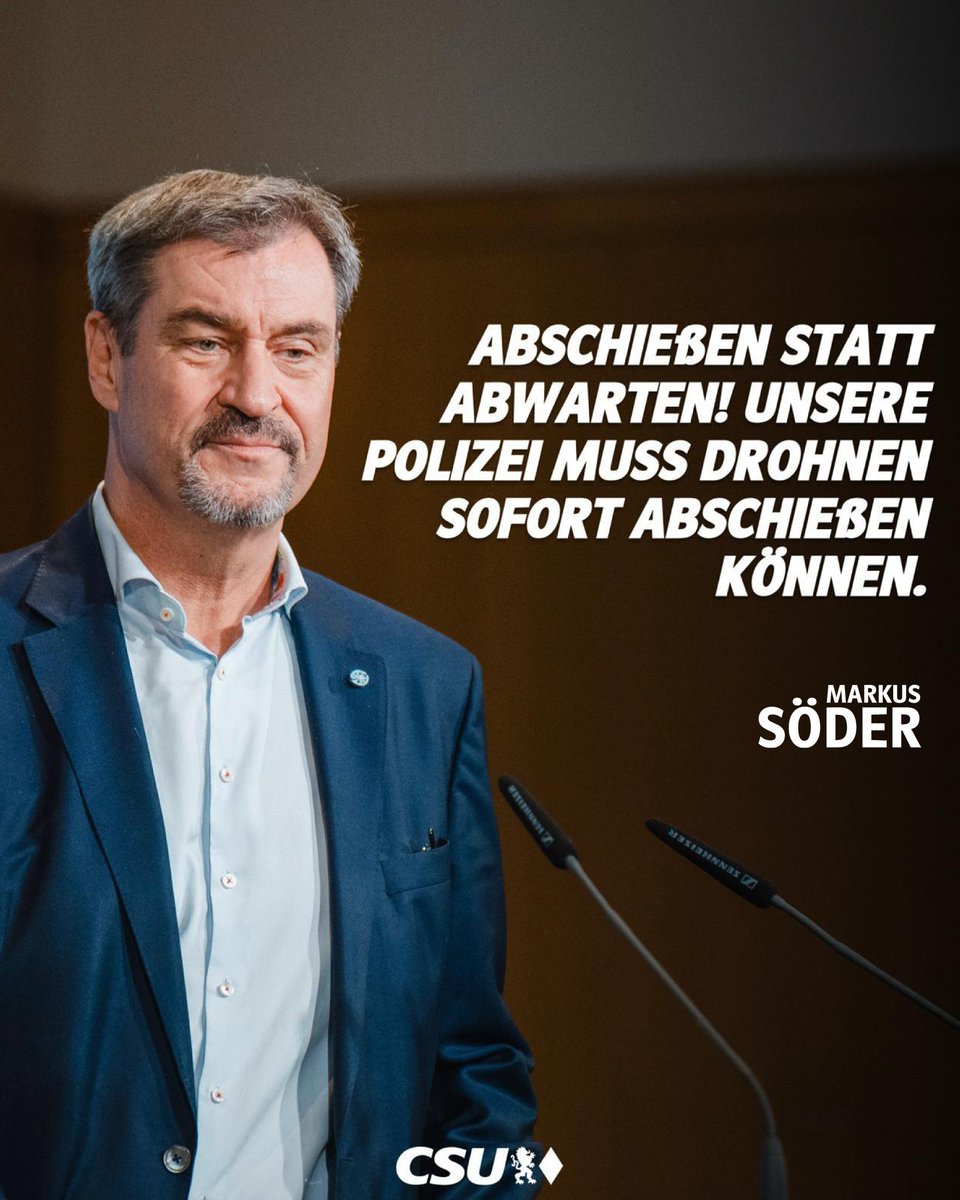 "Seit 8.00 Uhr wird zurückgeschissen"
#SöderFrisst jetzt Drohnen mit blauen Bohnen 🤭🤣