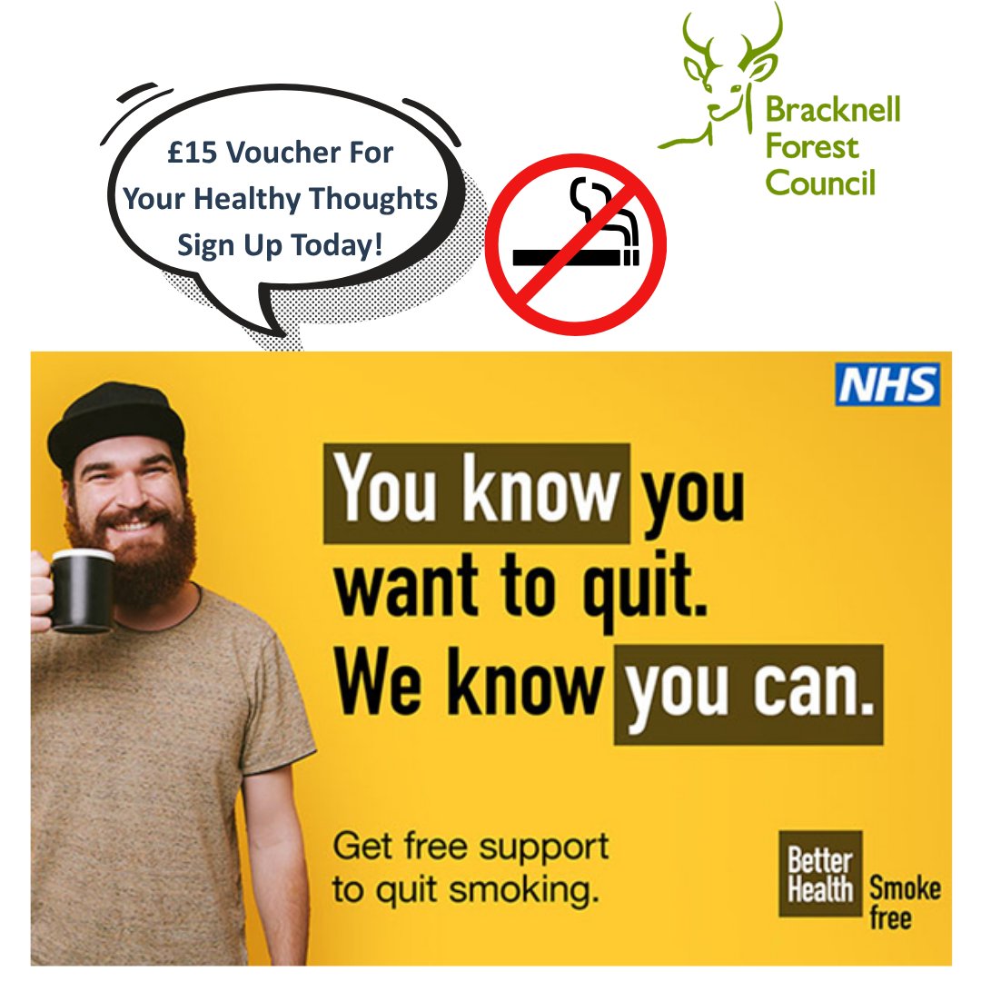 Sign up at one of our Stop Smoking Clinics across Bracknell this Stoptober. Take the first step towards a healthier, smoke-free you.

🎁 A FREE £15 Waitrose voucher! 🎁

click the link below:
forms.office.com/e/Kde71BtD9A
 
#stoptober #BracknellForestCouncil #smoking