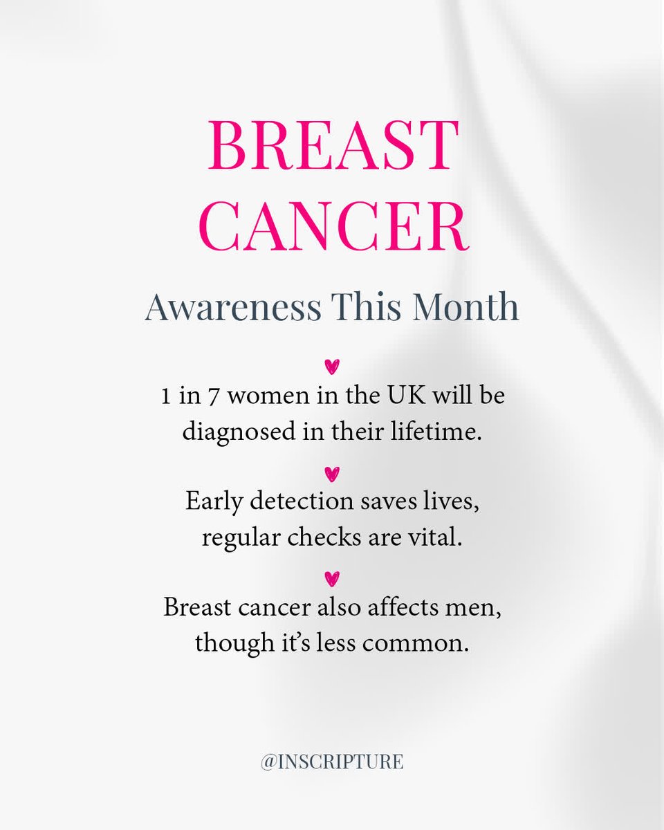 That's why Breast Cancer Awareness Month matters so much. Early detection saves lives so check yourself regularly, encourage loved ones to do the same, and join us in raising awareness both this October and every month after 🎀

inscripture.com

#breastcancerawareness