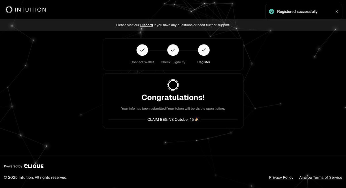 woke up to the sweet "congratulations, you're eligible" from intuition. 

check n register: register.intuition.systems

my expectations here are lower than the current activity on eclipse chain btw.

in other news, I still don't have access to <a href="/RialoHQ/">Rialo</a> 
discord. dunno if it's a