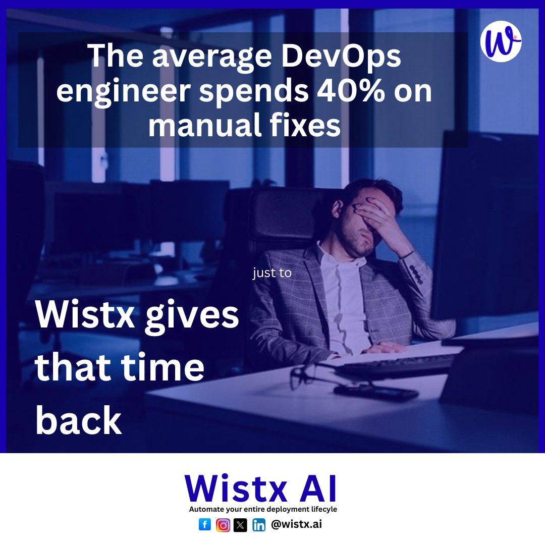 wistxhq's tweet image. 40% of your time on manual fixes? 😩
Let Wistx AI give that time back. ⏰💜
Less fixing, more building. 🚀

#DevOps #Automation #WistxAI #TechLife