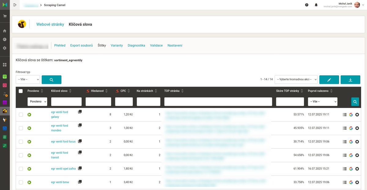 V pondělí vyjde nová verze 🐪 Scraping Camel - #SEO rozšíření <a href="/mergado_cz/">Mergado</a>. Přinese hlavně opravy. Pro #PPC specialisty je podstatné, že inverzní feedy klíčových slov nově NEbudou obsahovat deaktivovaná slova.