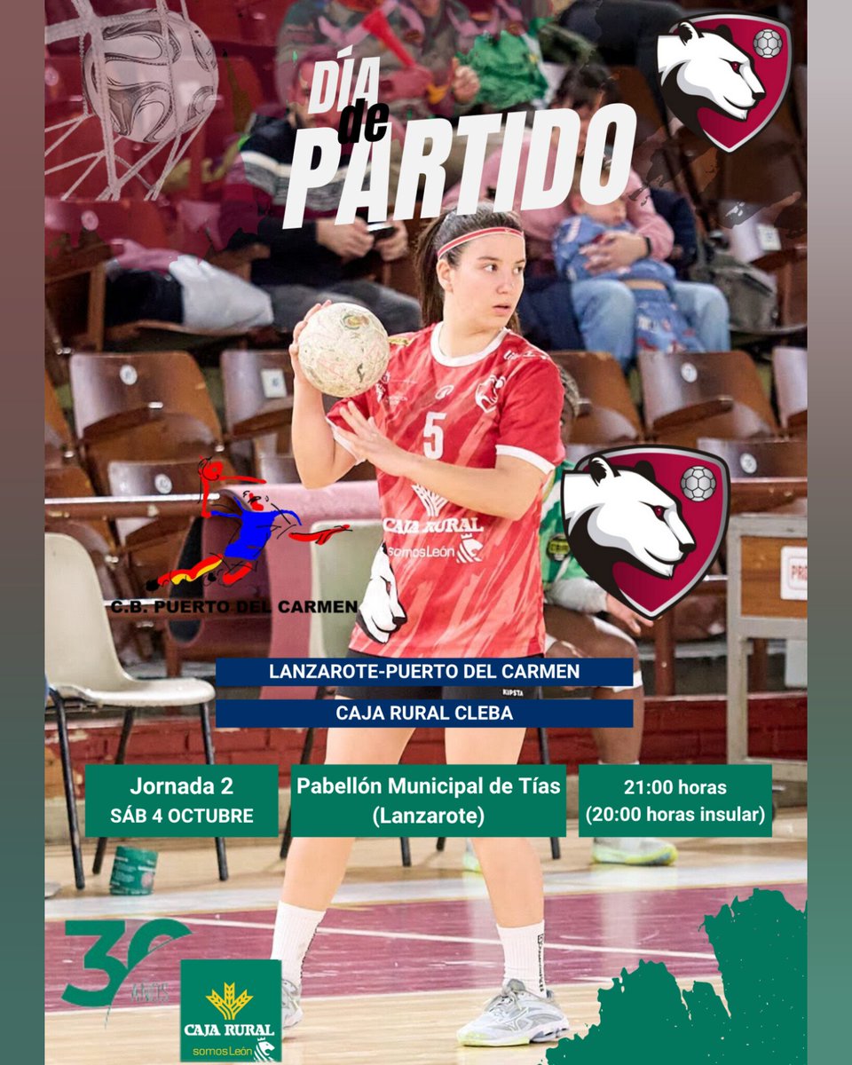 🔴⚫ ¡HOY JUGAMOS!⚫🔴
Día de partido Liga #DHOroFem
🗓 Jornada 2
⌚ 21:00 h (20:00 h insular)
🏟 Pabellón Municipal de Tías (Lanzarote)
🆚 Lanzarote <a href="/cbptodelcarmen/">Lanzarote Puerto del Carmen</a> 
📱 youtube.com/live/mkztZJ2ey…

#cleba #clebaleón #garracleba #CajaRuralconelDeporte #balonmano  #LeónEsp