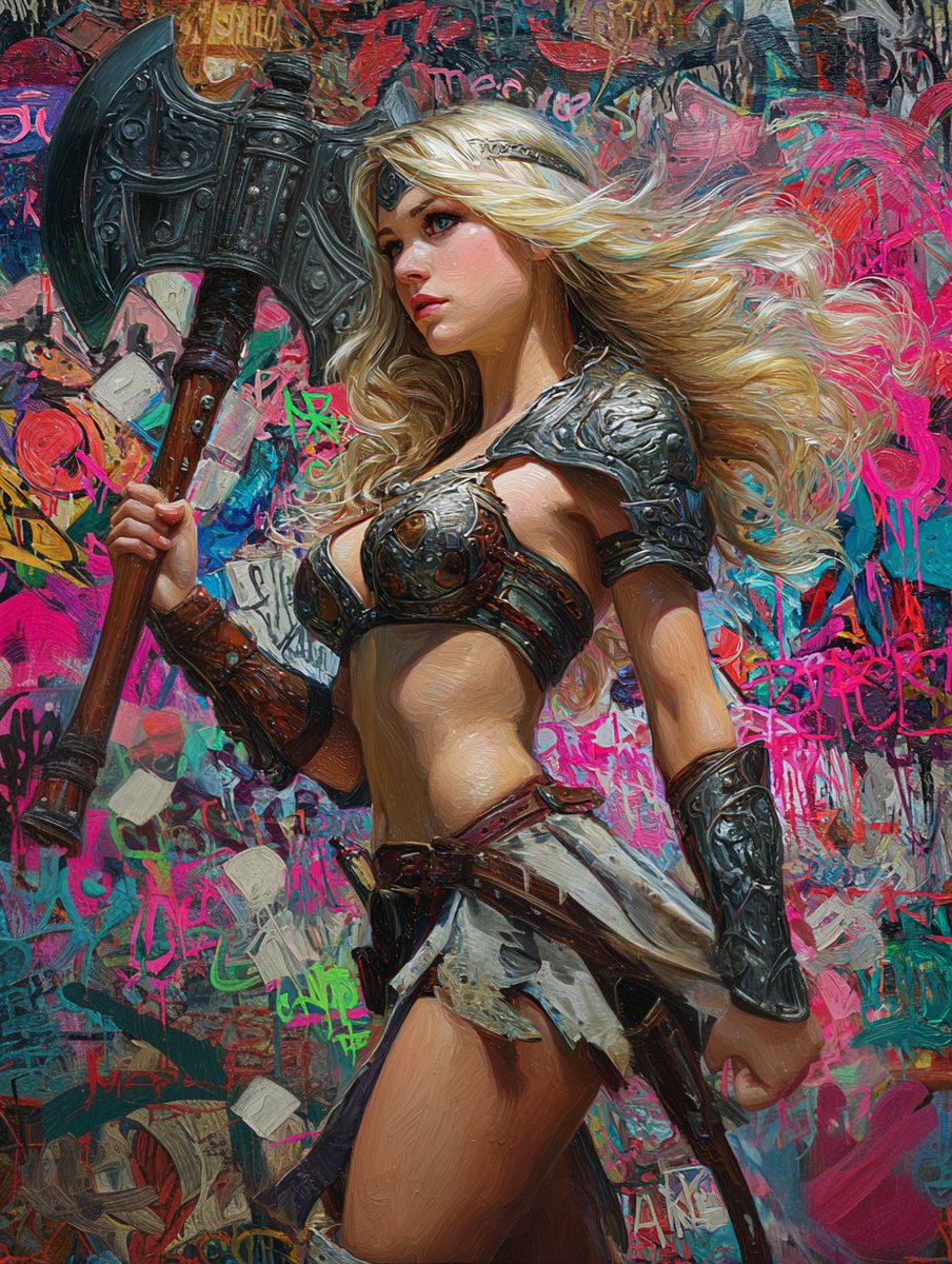 VividCanvasSt's tweet photo. Neon warrior woman shines bold! ⚔ Love this epic vibe? https://t.co/DohFU64Ckz #VividCanvasStreet #NeonGraffiti #FantasyArt #Warrior https://t.co/2cdxCoa8To