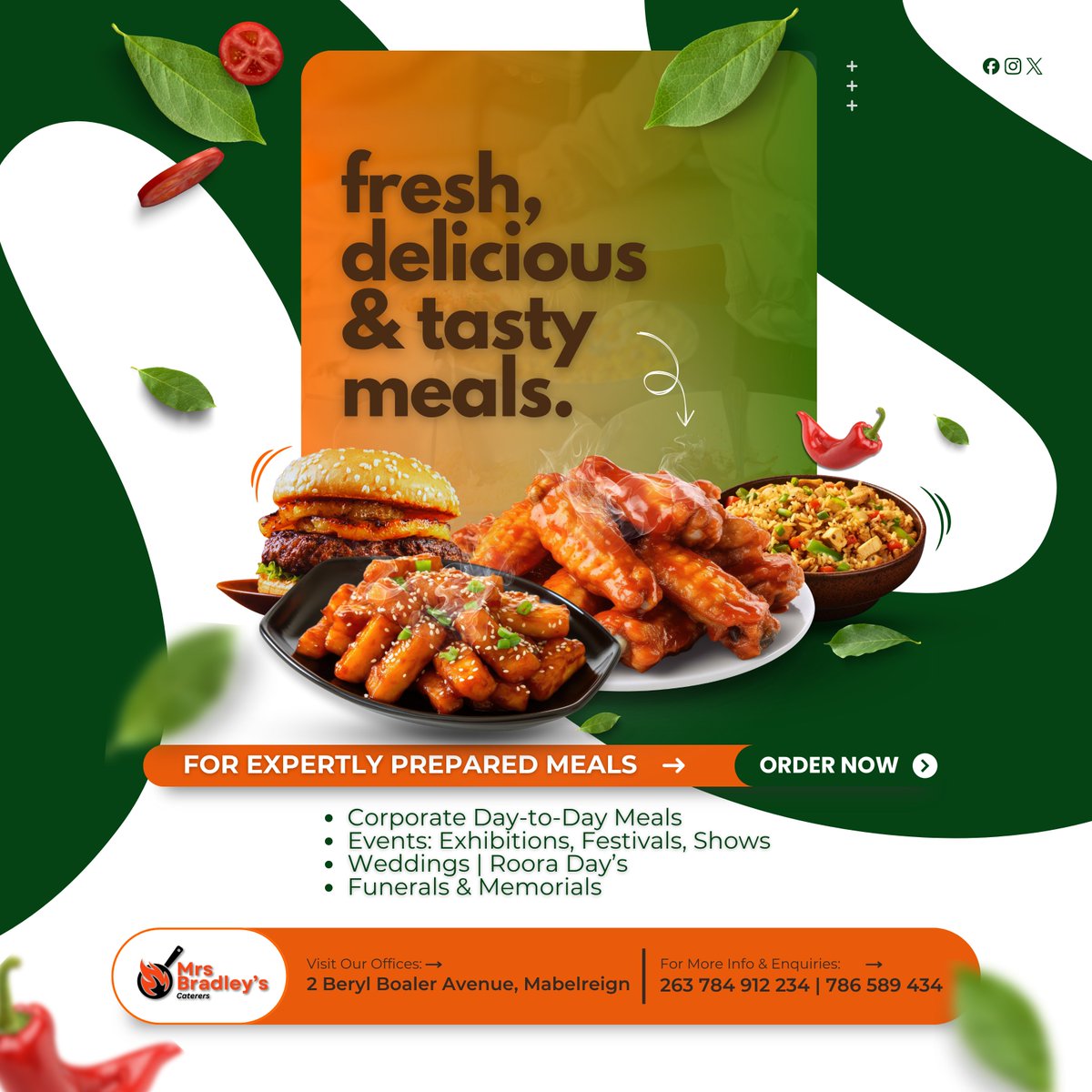 DesignedBySimba's tweet image. 🔥 Design meets Flavor 🔥 
Just wrapped up this fresh design for @mrsbradleyscatering and honestly the food looks as good as the graphics 😋.

Looking for expertly prepared eye-catching designs? DESIGN OVERCLOCK has got you covered.

WhatsApp wa.me//263774397898   today !!!