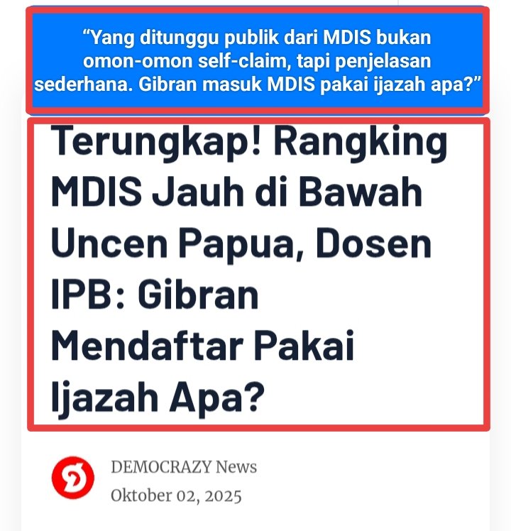 MedsosBerisik (@berisikmedsos) on Twitter photo <a href="/NeoPKIBangkit/">#AwasNeoPKIBangkit !!!</a> Karena dia ngaku lulusan OPSS tapi cuma 2 tahun, berarti dia gak lulus SMP Singapura. Thus, kalau dia gak punya ijazah SMPN 1 Solo, maka secar resmi Gibran cuma lulusan SD 
#GibranPewarisDNANgibul 
#GibranPewarisDNANgibul <a href="/NeoPKIBangkit/">#AwasNeoPKIBangkit !!!</a> Karena dia ngaku lulusan OPSS tapi cuma 2 tahun, berarti dia gak lulus SMP Singapura. Thus, kalau dia gak punya ijazah SMPN 1 Solo, maka secar resmi Gibran cuma lulusan SD 
#GibranPewarisDNANgibul 
#GibranPewarisDNANgibul