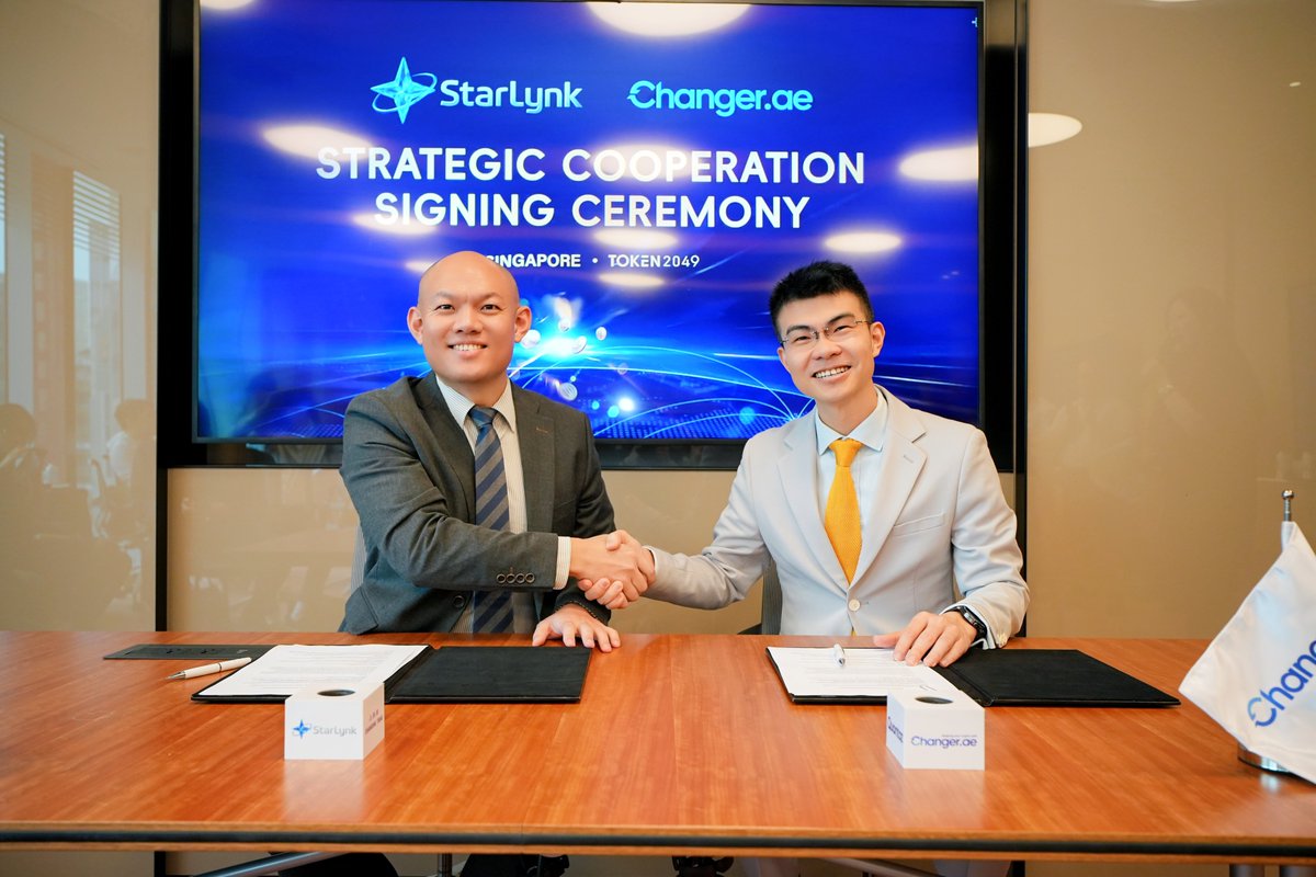 We’re excited to announce that Changer.ae has signed a Memorandum of Understanding (MOU) with <a href="/starlynkRWA/">Starlynk Group</a>  to advance compliant cross-border stablecoin payment rails across Asia, the Middle East, and Europe.
Through this collaboration, we aim to enable:
• Crypto