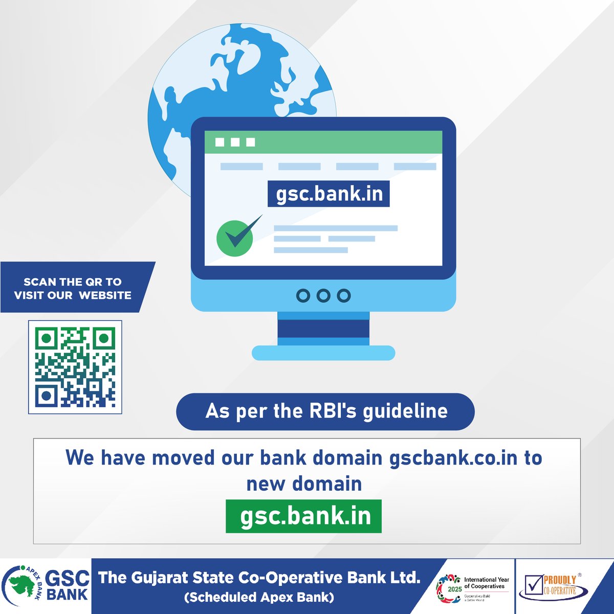 GSCBank's tweet photo. As per the RBI's guideline, we have moved our bank domain https://t.co/giAbuKoSpY to new domain https://t.co/MFRuAAM6My
Scan the QR to visit our website.
#GSCBank #NewDomain #VisitOurWebsite #ScanQR https://t.co/vSJQICHWxm