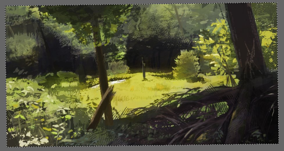 oh yeah heres a painting of some forest-y place a friend took i did a bit back