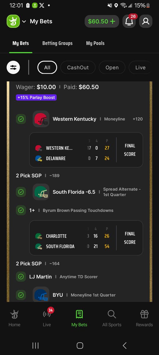 Nice lil cook up 🤞🏼👨‍🍳✅️ #letsgetpaid #greenteam #risktakers #cfb #westernkentucky #SportsBettingX  #Flotilla