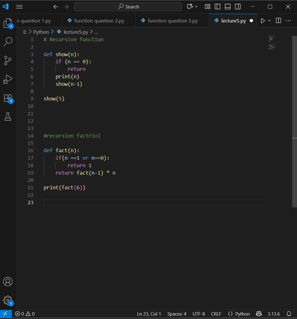 ali365asgar's tweet image. 📘 Python Journey – Day 11
Today I learned :-
🔹 Recursion in Python
🔹 Solved 2 recursion-based questions
It’s amazing to see functions calling themselves 🌀🐍
#Python #CodingLife