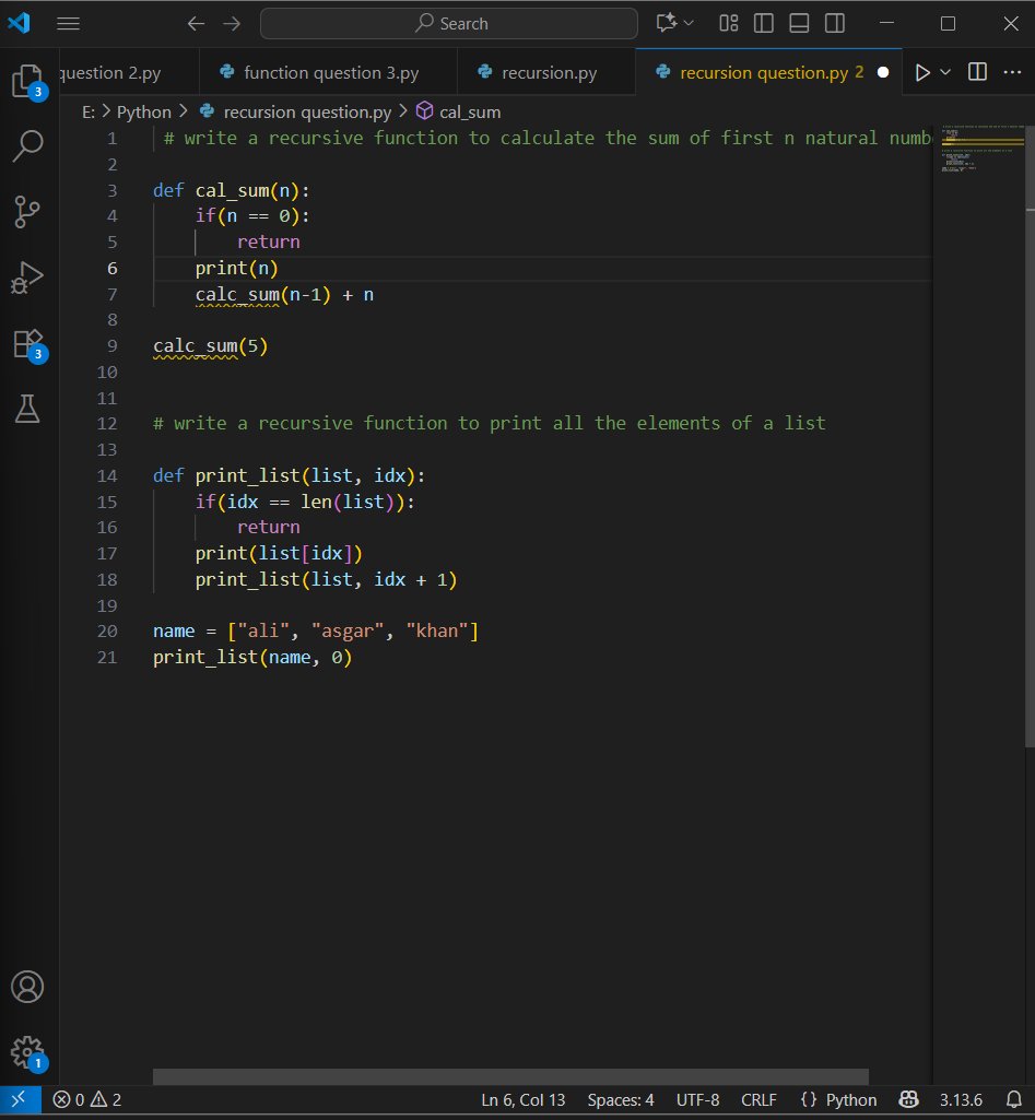 ali365asgar's tweet image. 📘 Python Journey – Day 11
Today I learned :-
🔹 Recursion in Python
🔹 Solved 2 recursion-based questions
It’s amazing to see functions calling themselves 🌀🐍
#Python #CodingLife