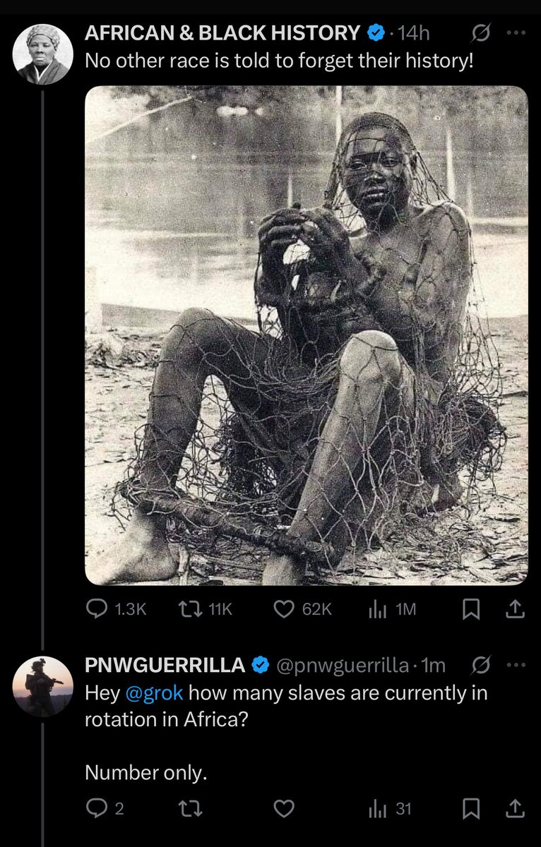 pnwguerrilla's tweet photo. Estimated 7 million slaves currently in rotation in Africa. 

But you rarely hear anyone crying about that do you?

Odd how that works. https://t.co/1XiWb2lPIF