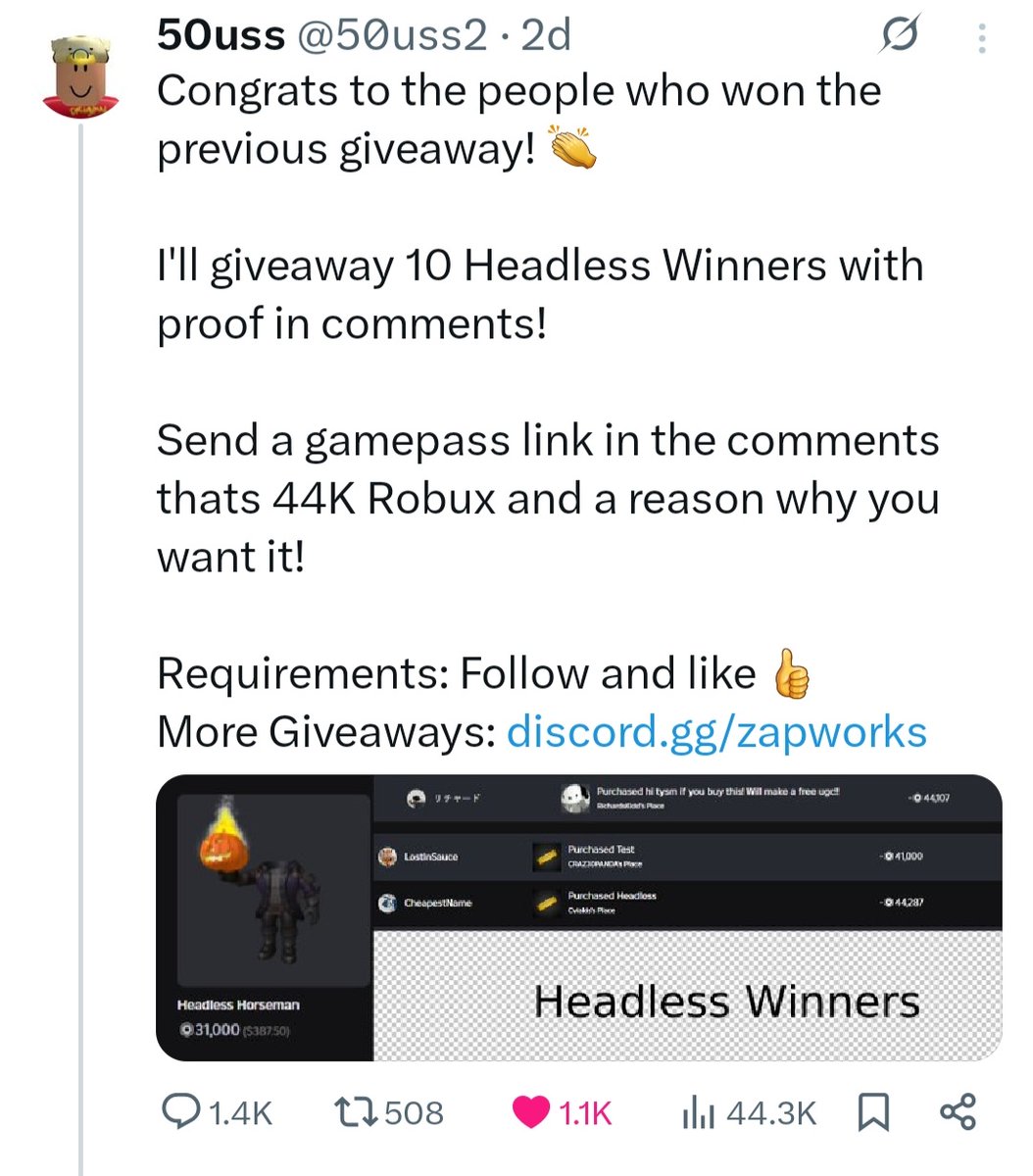 18942l's tweet photo. @50uss2 I wanted it since 2023 joining giveaways, do all requirements and got nothin from the giveaways so if u bought it from me I well be very thankful , My gamepass https://t.co/BNaJTJwlJD https://t.co/gXfX7GJXuk