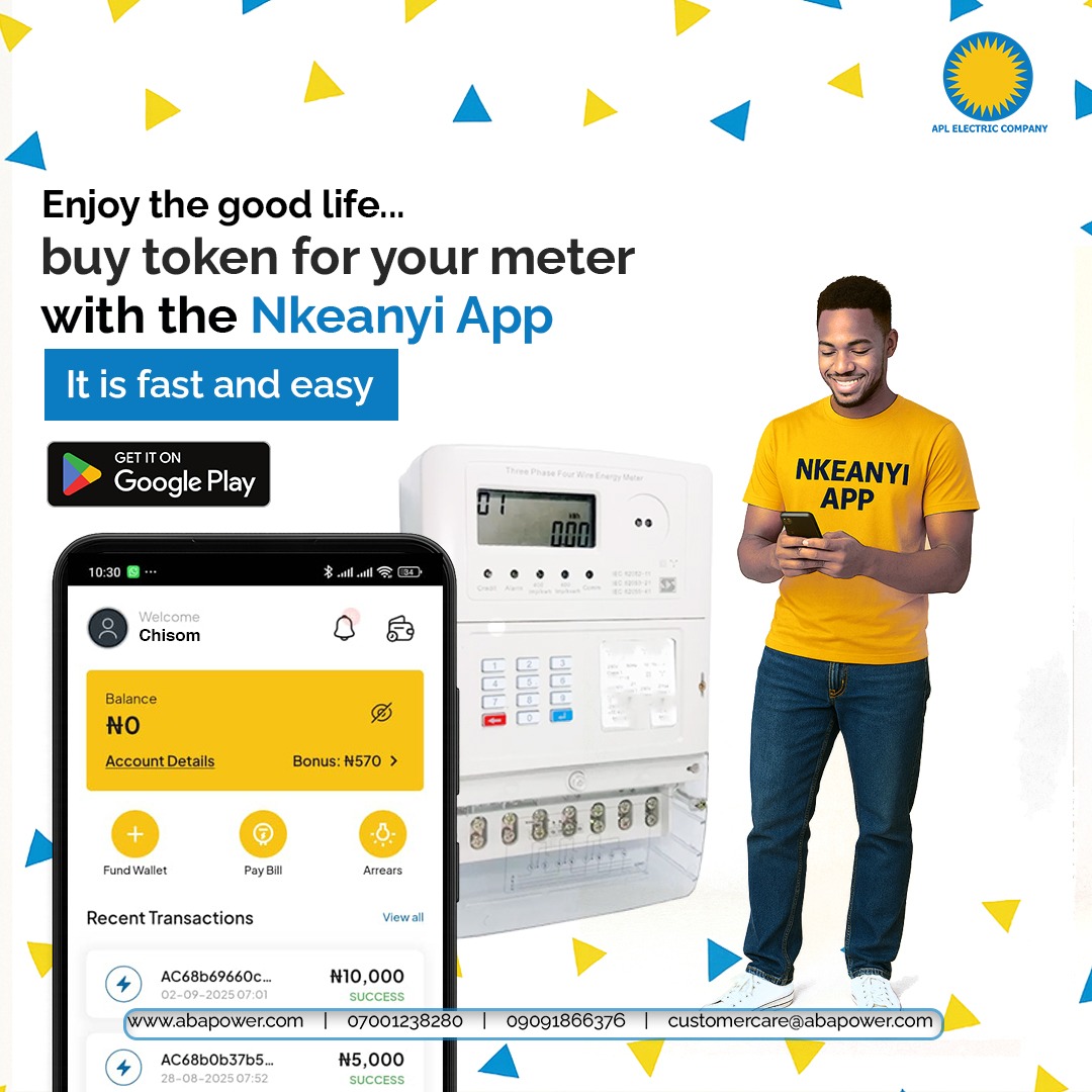Enjoy fast and convenient recharge when you use the Nkeanyi app.

Get it now Google play store.

#AbaPower
#NkeanyiApp