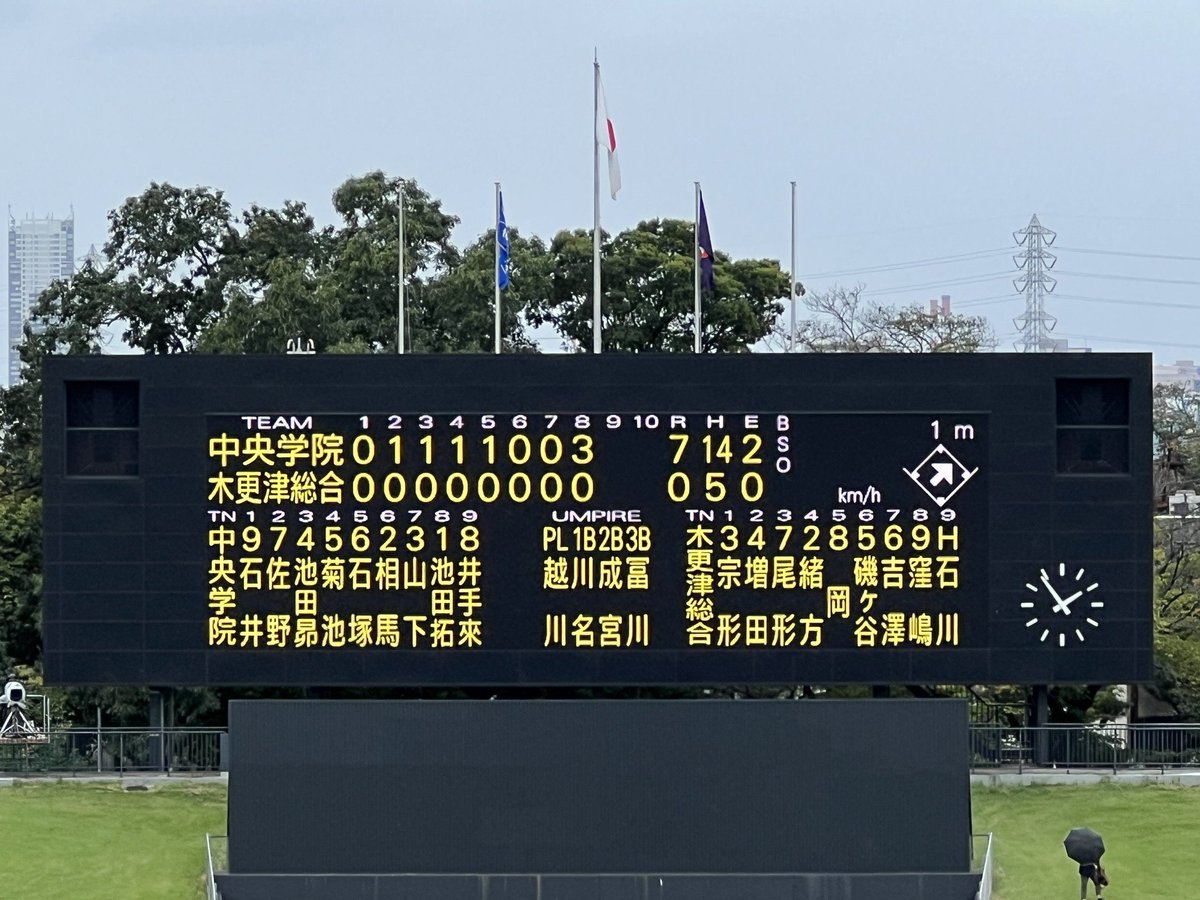 第2試合終了

中央学院7-0木更津総合
8回コールド

両チームのみなさまお疲れ様でした！

専松、中央学院、関東大会でも期待してます😊

ありがとうございました！