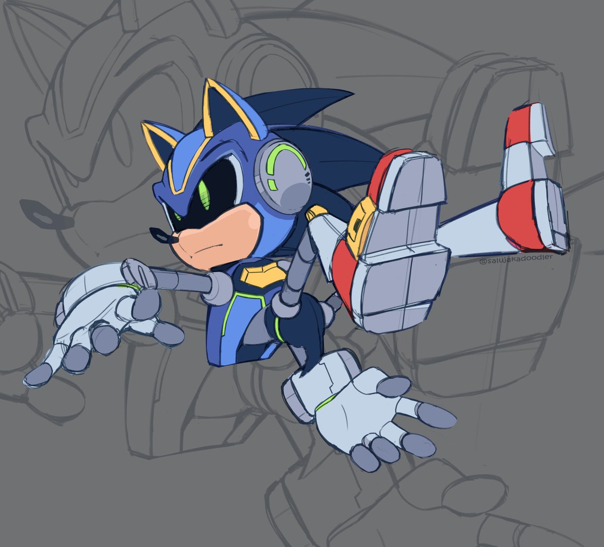 Unfinished (WIP) Roboticized Sonic the Hedgehog for my AU👀...