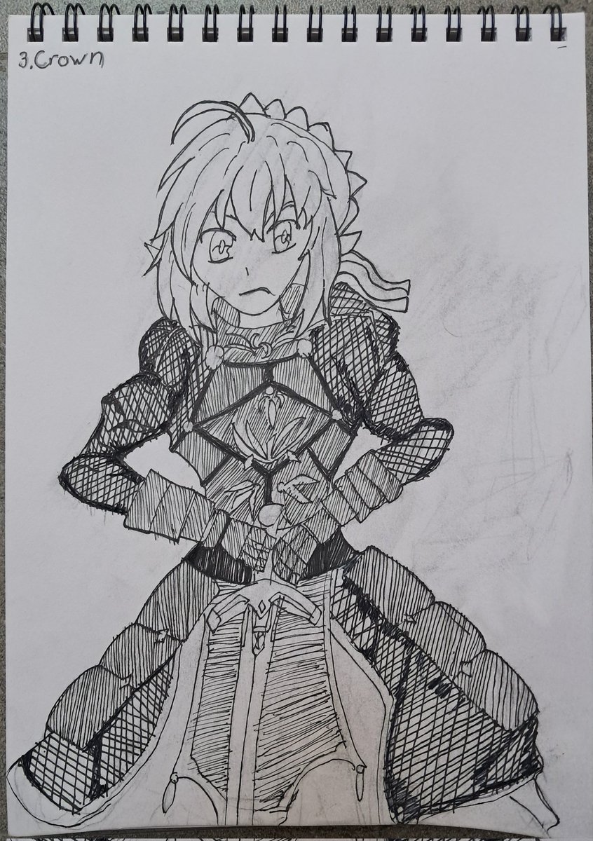 PortalArtMaste1's tweet photo. Inkober day 3 Crown 
Saber from fate stay night 
#inkober #fate https://t.co/Yvb1Qszdxj