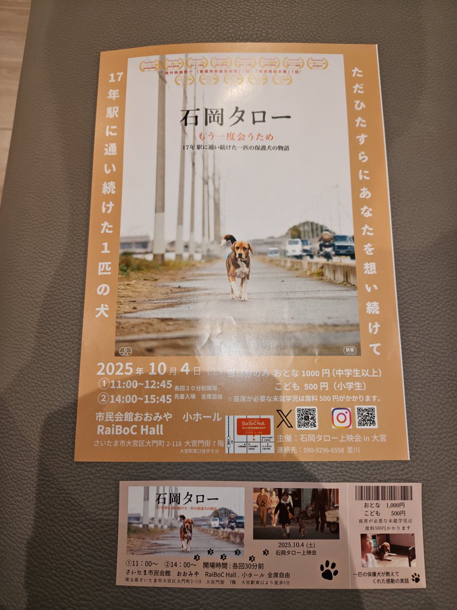 dungougban's tweet image. 大宮の #レイボックホール で映画『#石岡タロー』を鑑賞しました。何度見ても泣けます😭
水戸で出会ったタロー役のチャビちゃんを撮影しました。
