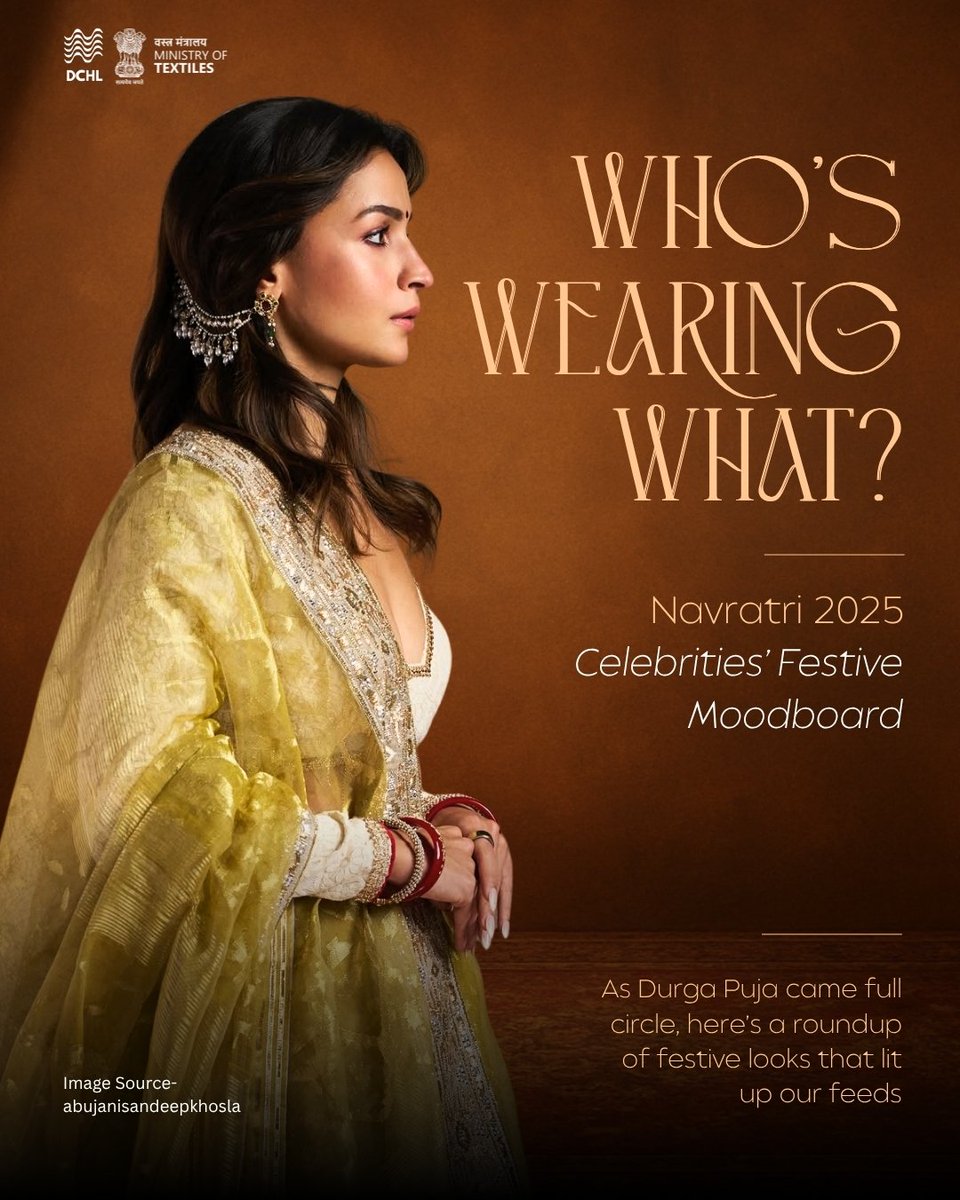 dchandlooms01's tweet image. As Navratri 2025 came full circle, we’re rewinding to the festive looks that stole the spotlight. Celebs serving heritage, glamour, and timeless drapes we can’t get over.✨
#ministryoftextiles #dchandlooms #myhandloommypride #culture #sustainable #sustainability #celebrityspotted
