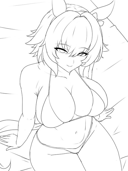 途中水着カレンチャン線画