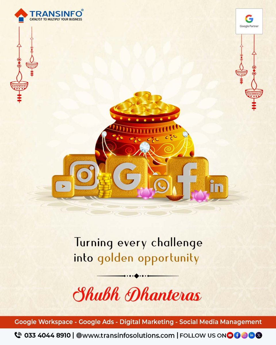 transinfosol's tweet image. Let every campaign be as precious as gold !
We forge our path exploring fresh skills &amp;amp; knowledge to ensure cost-effective impact &amp;amp; prime exposure for your brand.
With Us Your Brand Stays Unmissable ☺
Wishing you all #ShubhDhanteras

#Transinfo #TransinfoSolutions #Dhanteras2025