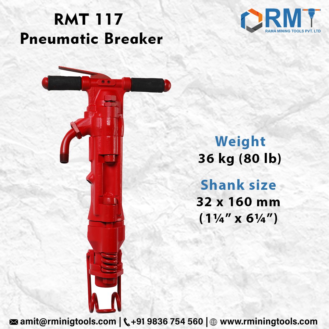 RMT_ramamining's tweet image. 💥 RMT 117S Pneumatic Breaker (Martillo neumático (ES) | Perfurador pneumático (PT) 

📧 : amit@rminingtools.com
📱 : +91 98367 54560 | 
🌐 : rminingtools.com/rmt-117-pneuma…

#pneumatictools #pneumaticpower #Lubricator #Parts #Spare #rmt117 #cp117S #rmt117 #rmt117s