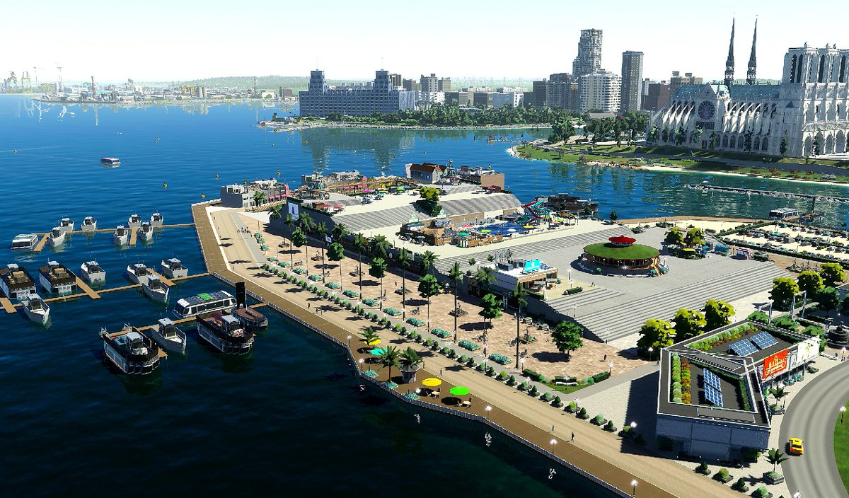 CITIES SKYLINES2　ep.11進捗状況
細かな調整しながら配信に向けて編集作業中😎
やっぱり海岸の建築は作り甲斐があって面白い😄
もうちょっとで仕上がります！
#CitiesSkylines2 #CitiesSkylines #都市開発