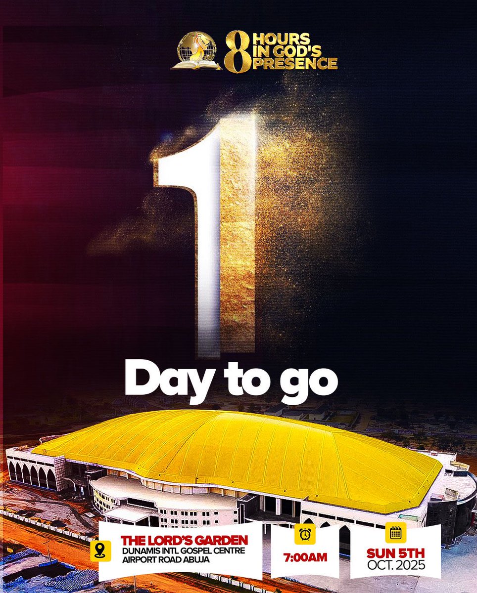 1 Day to Go 🎉👏

Tomorrow is the day! Heaven is open, the angels are on assignment, and your portion in God’s Presence is waiting. Come ready to receive. 🔥

Just 1 day to go; tomorrow, we soak in the blessings of His Presence!

Hallelujah!👏🔥