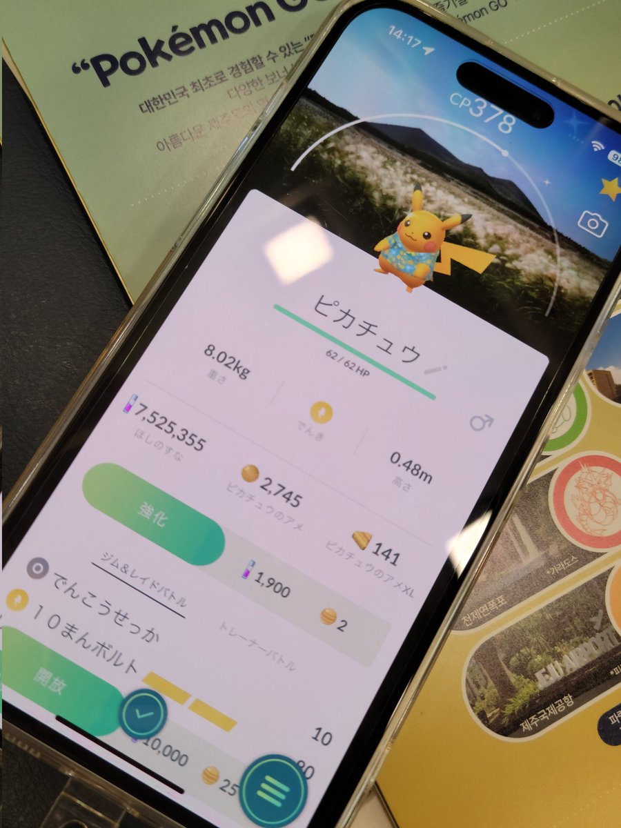 arc5130's tweet photo. 日本最速か！？
ピカちゃん光って背景ついたぞ！！
よっしゃぁぁ！！
#チェジュ
#ポケモンGO https://t.co/ytn7BhXFK3