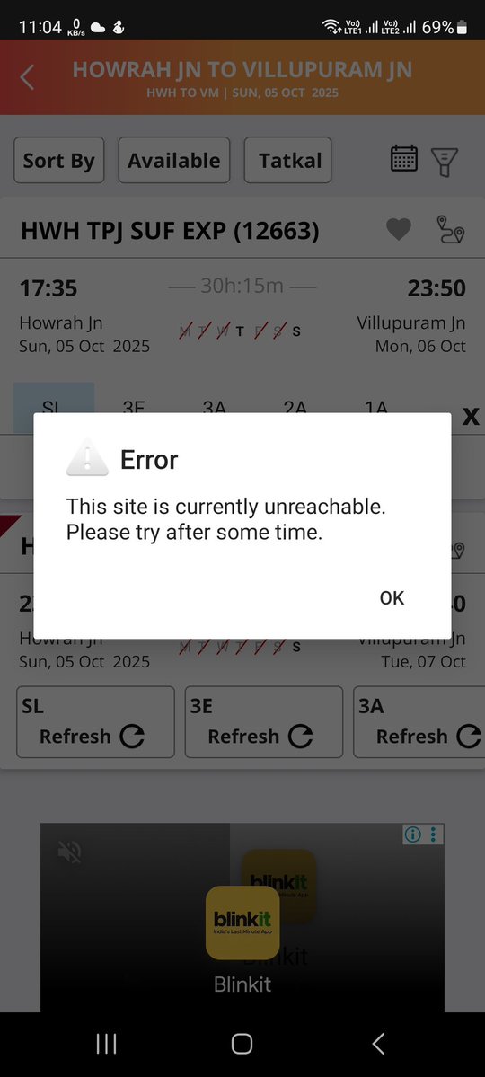 smk25's tweet image. Tried booking tatkal due to an emergency. The #irctc site shows unreachable during tatkal booking hours. Requesting the #IndianRailways to rectify the issue in the interest of public.