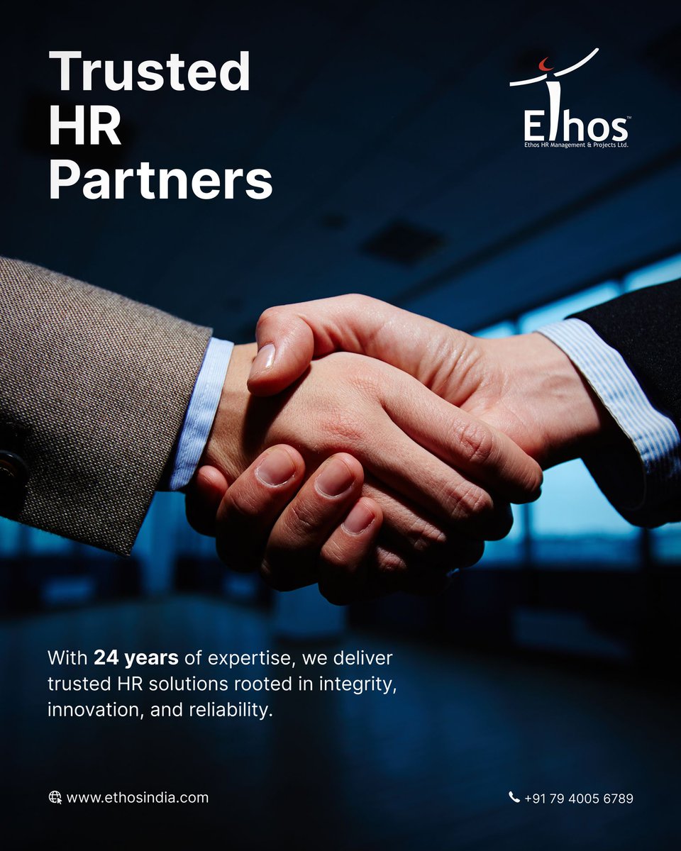 EthosHR's tweet image. Trust is earned, not given and with 24 years of experience, Ethos has become a trusted partner for companies across industries. From recruitment to HR consulting, our solutions are driven by integrity, innovation, and a long-term commitment to your success. #TrustedPartner #Ethos