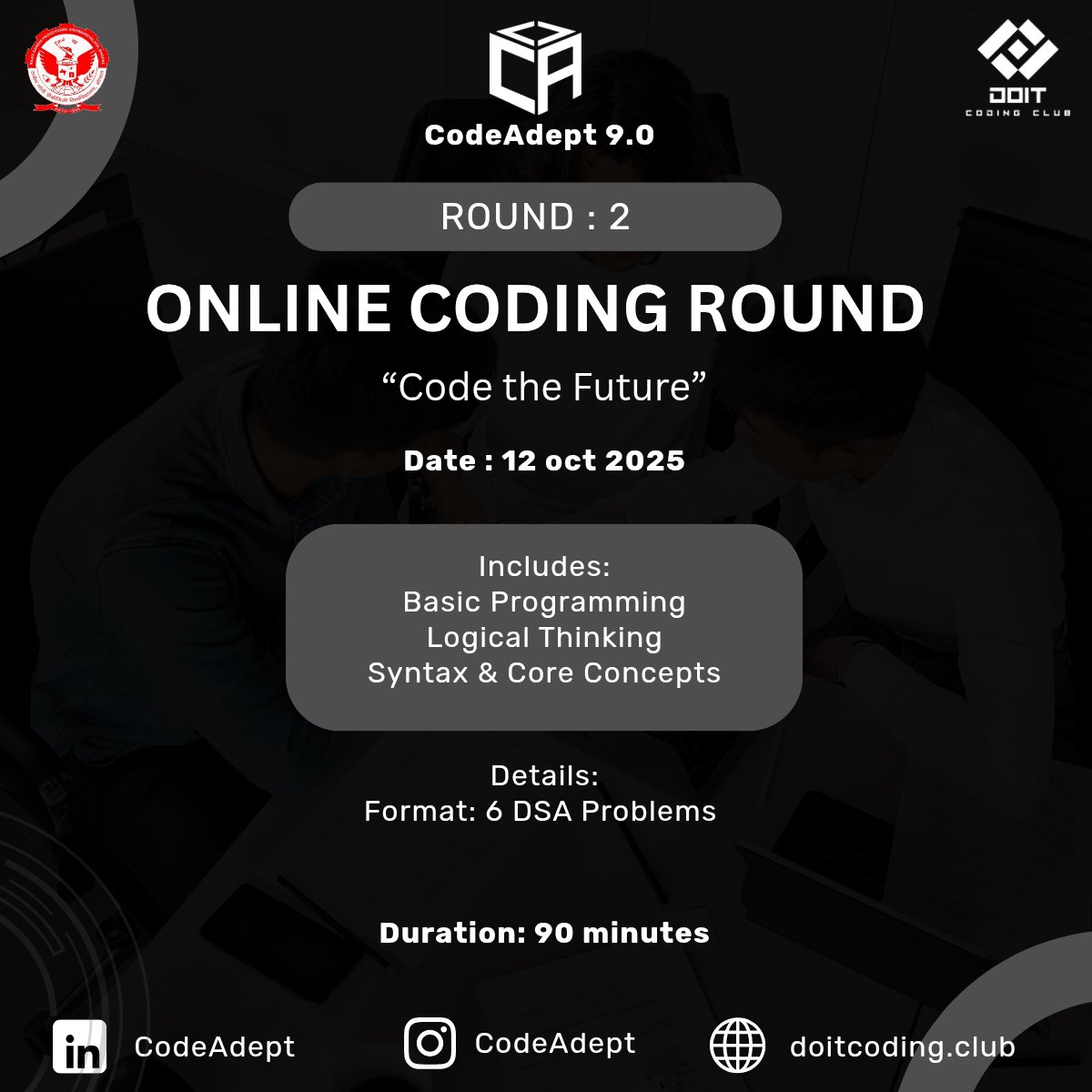 codeadept_'s tweet photo. The Battle Unfolds! ✨
 CodeAdept 9.0
👉 Check out the round-2 details below &amp; start your prep today! 🚀 https://t.co/WlCKBBKZ9P