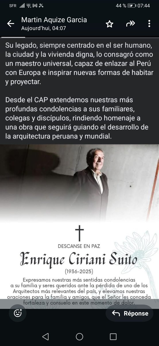 Henri Ciriani murió... Se fue el célebre arquitecto peruano más importante del siglo XX. Su carrera en Francia fue centrada en la docencia y el diseño de vivienda social. Un gigante de la arquitectura en Francia.