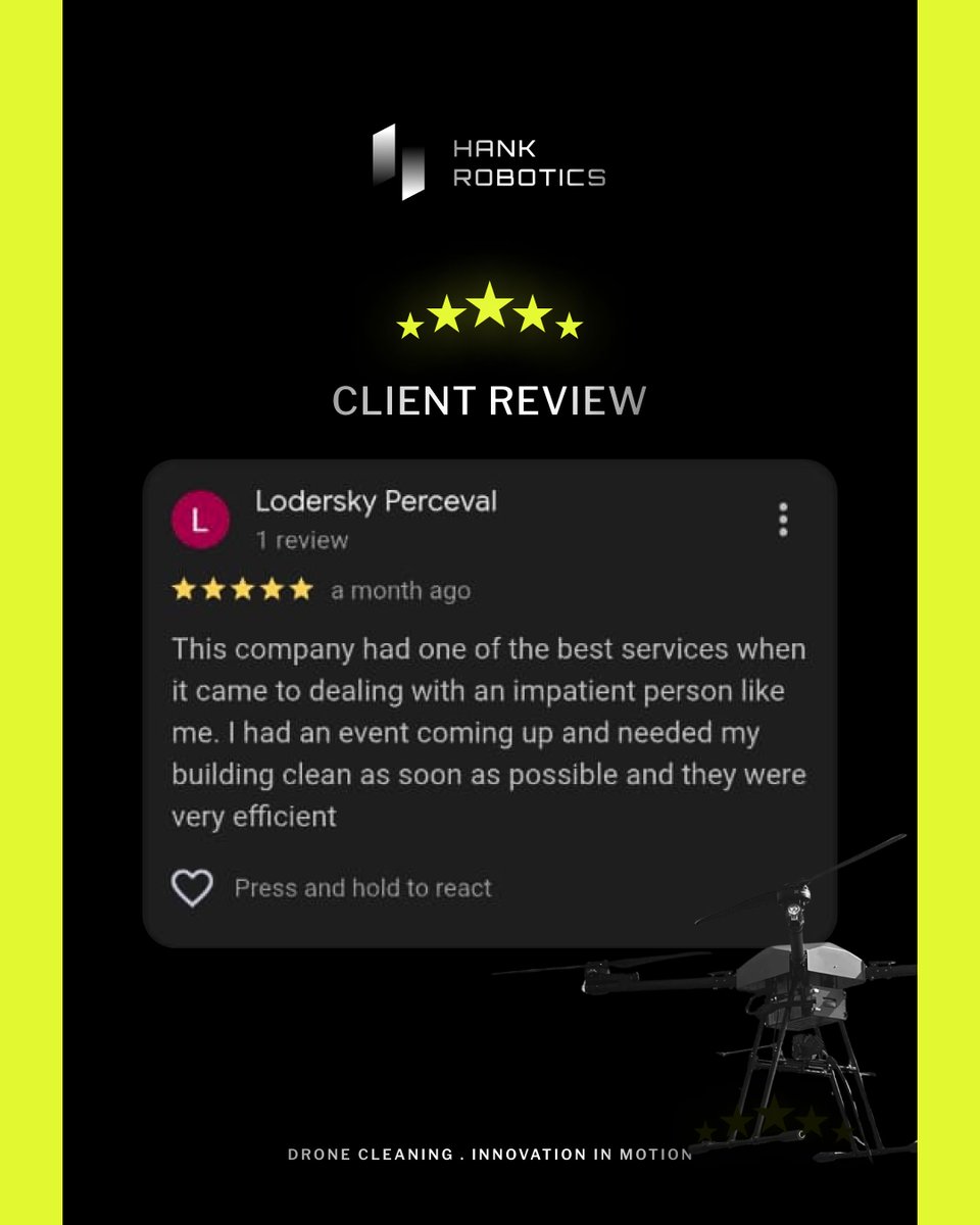 hankrobotics's tweet image. We’re thrilled to share this report from one of our clients on the work completed on their building.
At Focus, we ensure every building we clean experiences minimal disruption, a higher level of cleanliness and twice the speed. Contact our specialists today!
#DroneTechnology