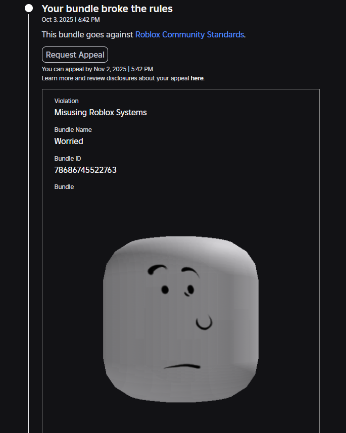 WENDIG0N's tweet photo. For anybody who is asking why my dynamic heads are gone; ROBLOX has done a ban wave and took down one of my best sellers, and another face of mine.

I am working on resolving this, please be patient or reach out to me via DM if you have any advice. https://t.co/XPkE3iwYS9
