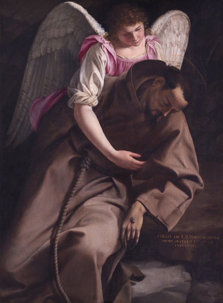 Parece que se derrumba, pero has de saber que Gentileschi está levantando el colosal edificio espiritual en el que san Francisco quiere albergarte. Cae vencido, pero solo está rememorando la pasión, para explicarte que, en la meditación, llegarás a #EmocionArte. 
<a href="/BarberiniCorsin/">Gallerie Nazionali Barberini Corsini</a>