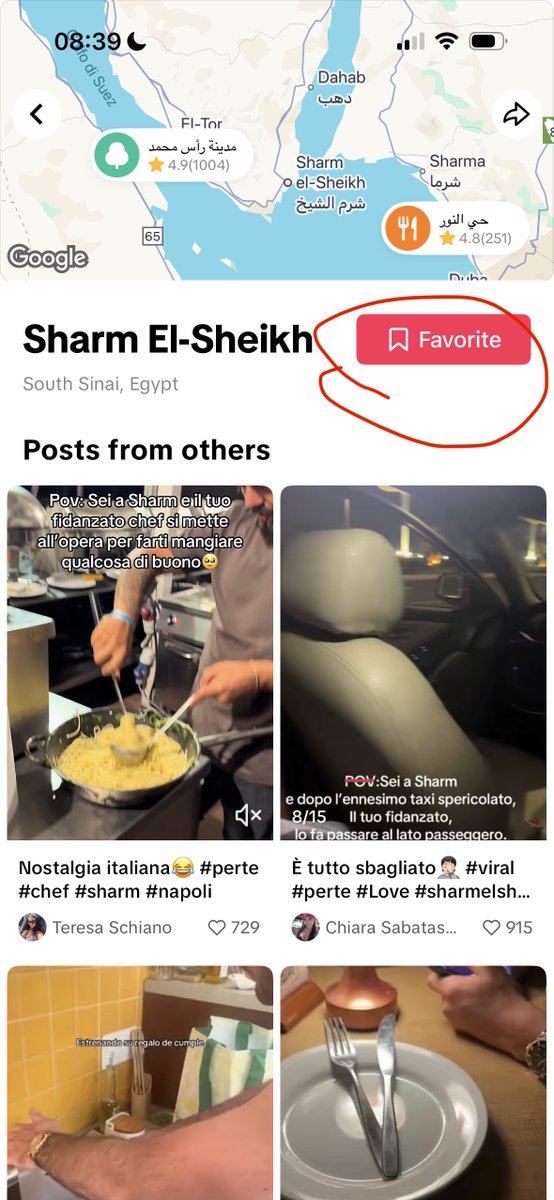 On TikTok, a trick to warm up your account faster and target your videos locally is this: don’t just add the location when uploading, but also, during the first days, save in your favorites the locations TikTok suggests, like restaurants, bars, or places in the city/area you want